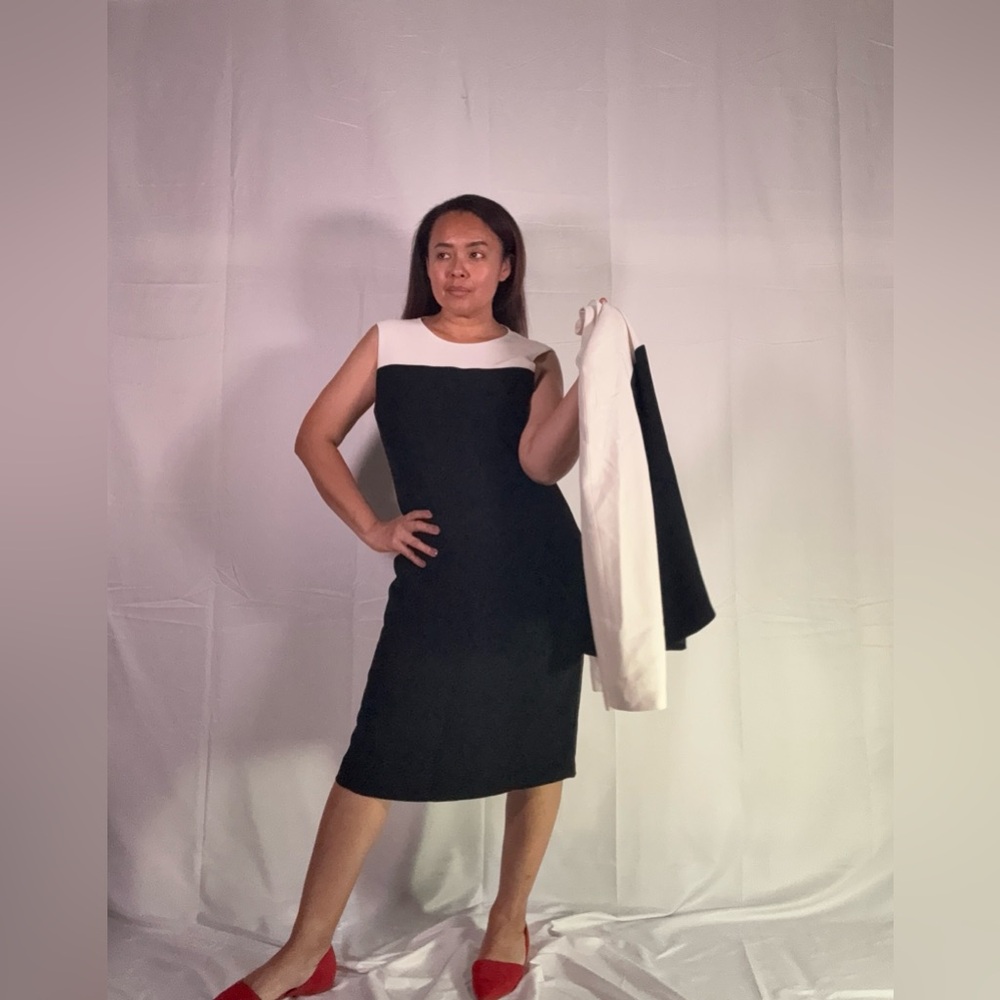 Dana Buchman Two piezes Elegant Black and White Midi Dress